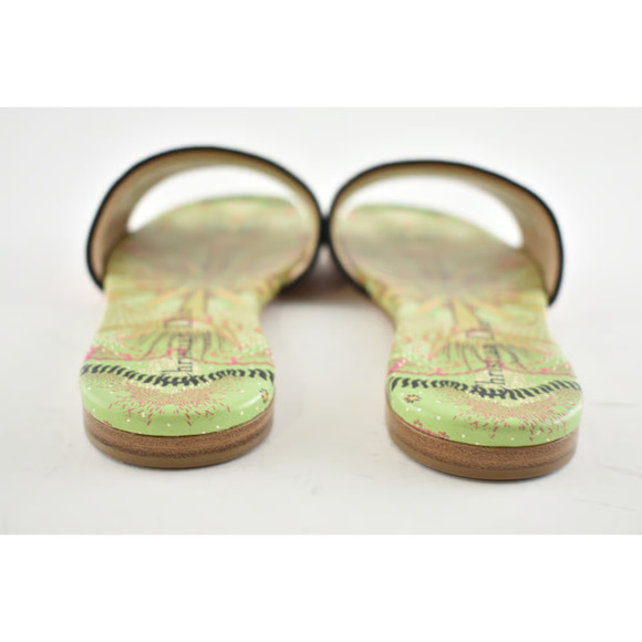 Christian Dior In Lights Dway Green Pink Embroidered Logo Slide Flat Sandal 35 - Picture 11 of 12